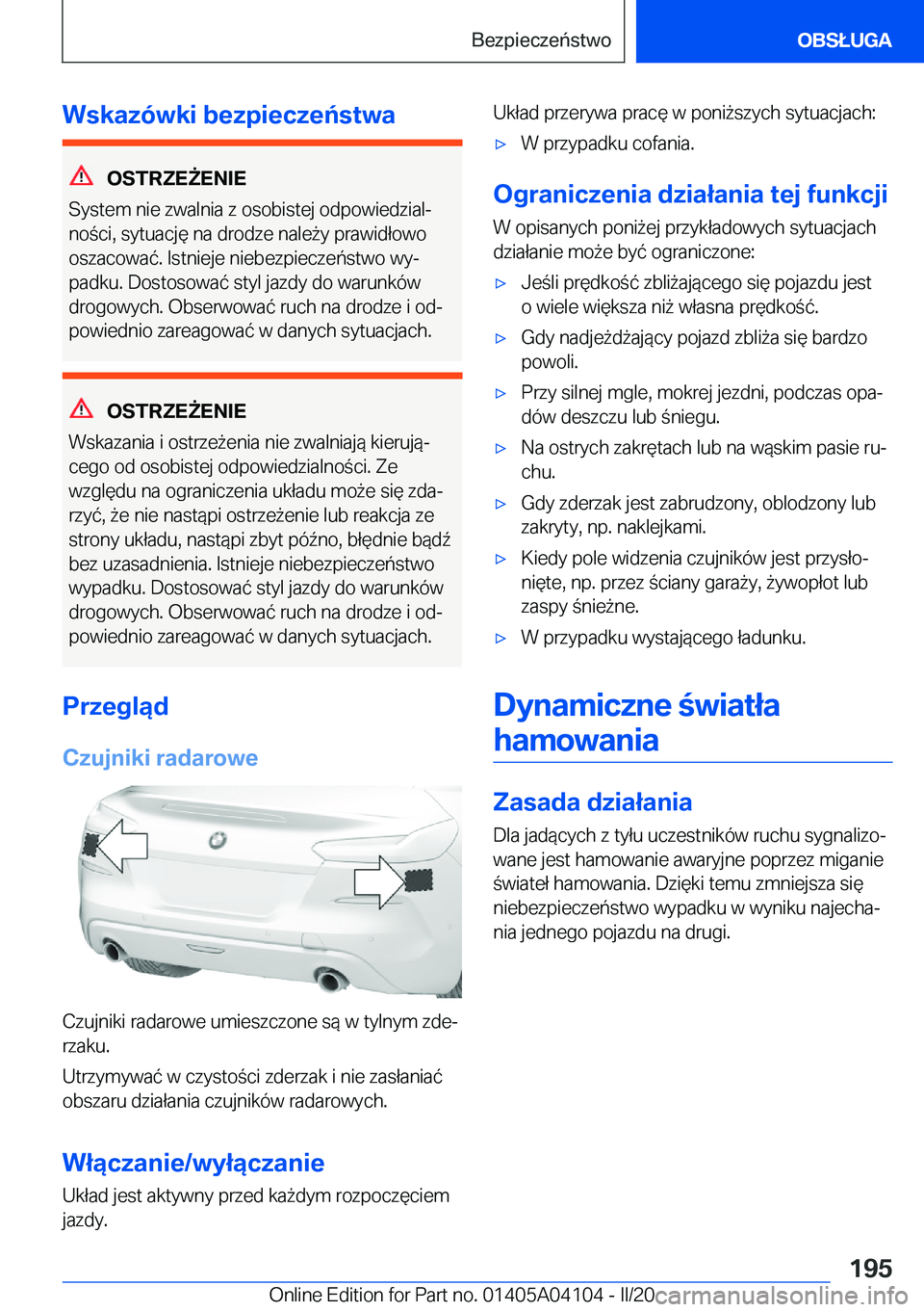 BMW Z4 2020  Instrukcja obsługi (in Polish) �W�s�k�a�z�