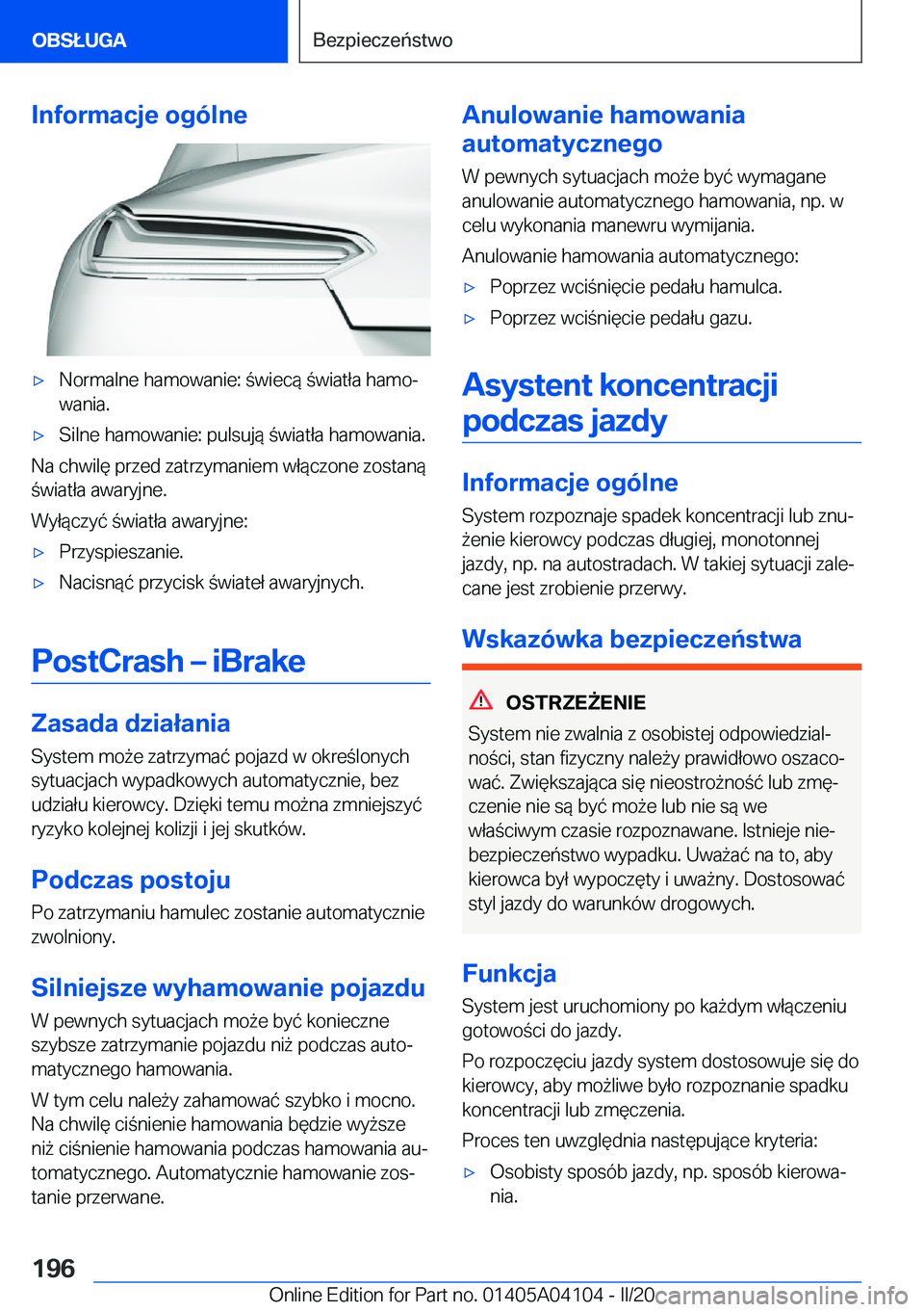 BMW Z4 2020  Instrukcja obsługi (in Polish) �I�n�f�o�r�m�a�c�j�e��o�g�