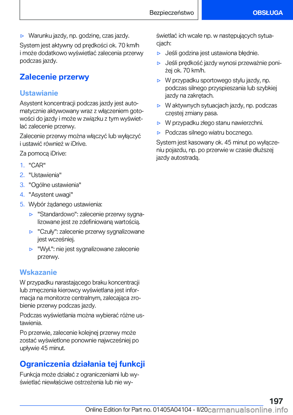 BMW Z4 2020  Instrukcja obsługi (in Polish) 'x�W�a�r�u�n�k�u��j�a�z�d�y�,��n�p�.��g�o�d�z�i�n�