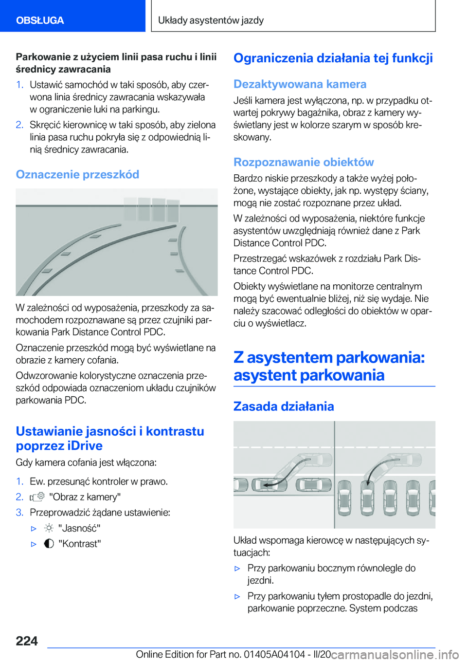 BMW Z4 2020  Instrukcja obsługi (in Polish) �P�a�r�k�o�w�a�n�i�e��z��u9�y�c�i�e�m��l�i�n�i�i��p�a�s�a��r�u�c�h�u��i��l�i�n�i�i�r�e�d�n�i�c�y��z�a�w�r�a�c�a�n�i�a�1�.�U�s�t�a�w�i�