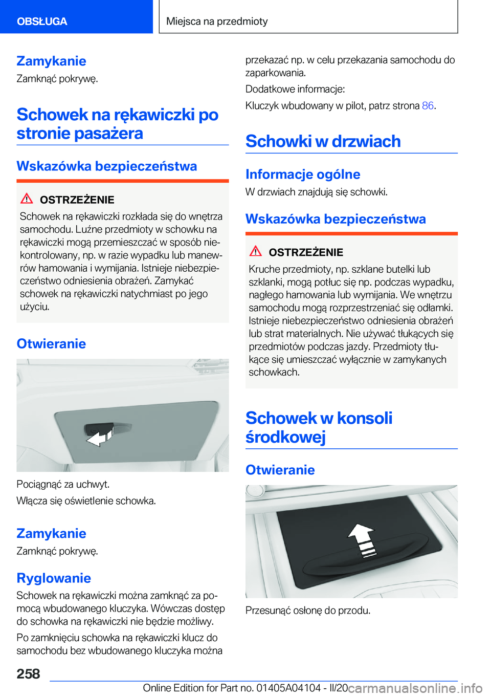 BMW Z4 2020  Instrukcja obsługi (in Polish) �Z�a�m�y�k�a�n�i�e
�Z�a�m�k�n�
