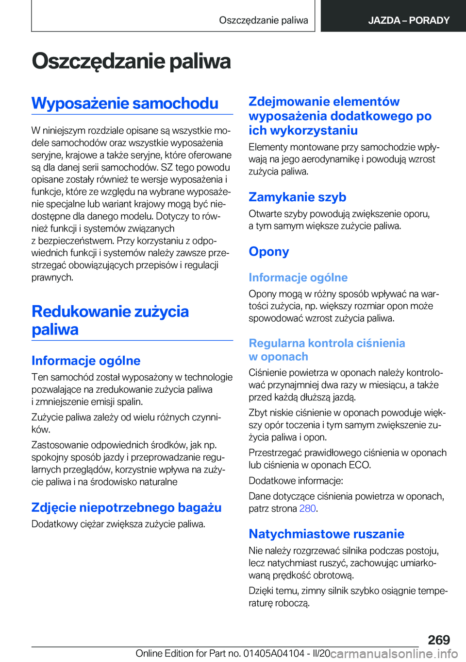 BMW Z4 2020  Instrukcja obsługi (in Polish) �O�s�z�c�z�