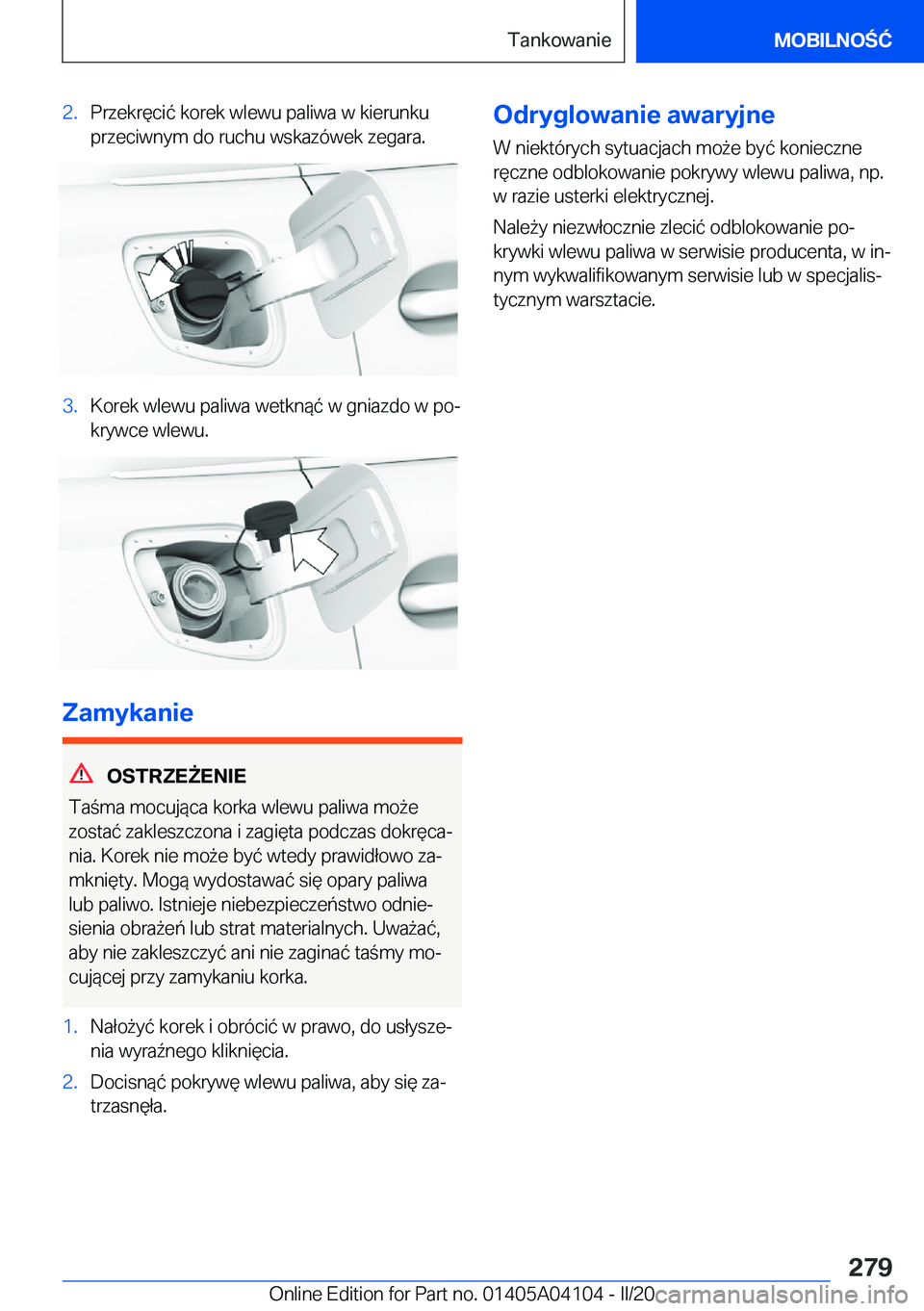 BMW Z4 2020  Instrukcja obsługi (in Polish) �2�.�P�r�z�e�k�r�