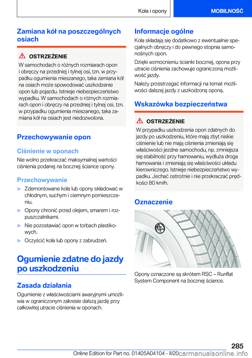 BMW Z4 2020  Instrukcja obsługi (in Polish) �Z�a�m�i�a�n�a��k�