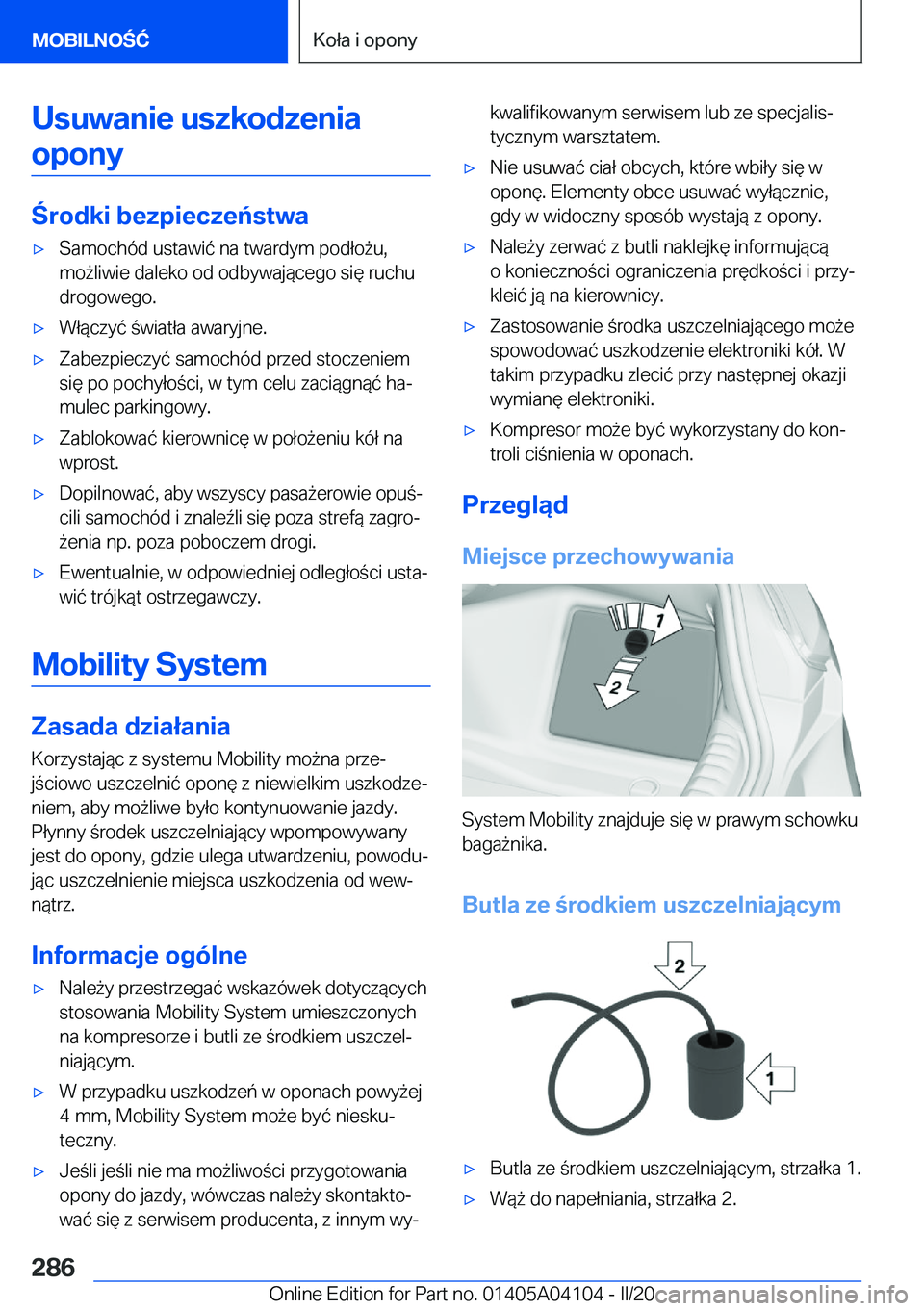 BMW Z4 2020  Instrukcja obsługi (in Polish) �U�s�u�w�a�n�i�e��u�s�z�k�o�d�z�e�n�i�a�o�p�o�n�y
�r�o�d�k�i��b�e�z�p�i�e�c�z�e�