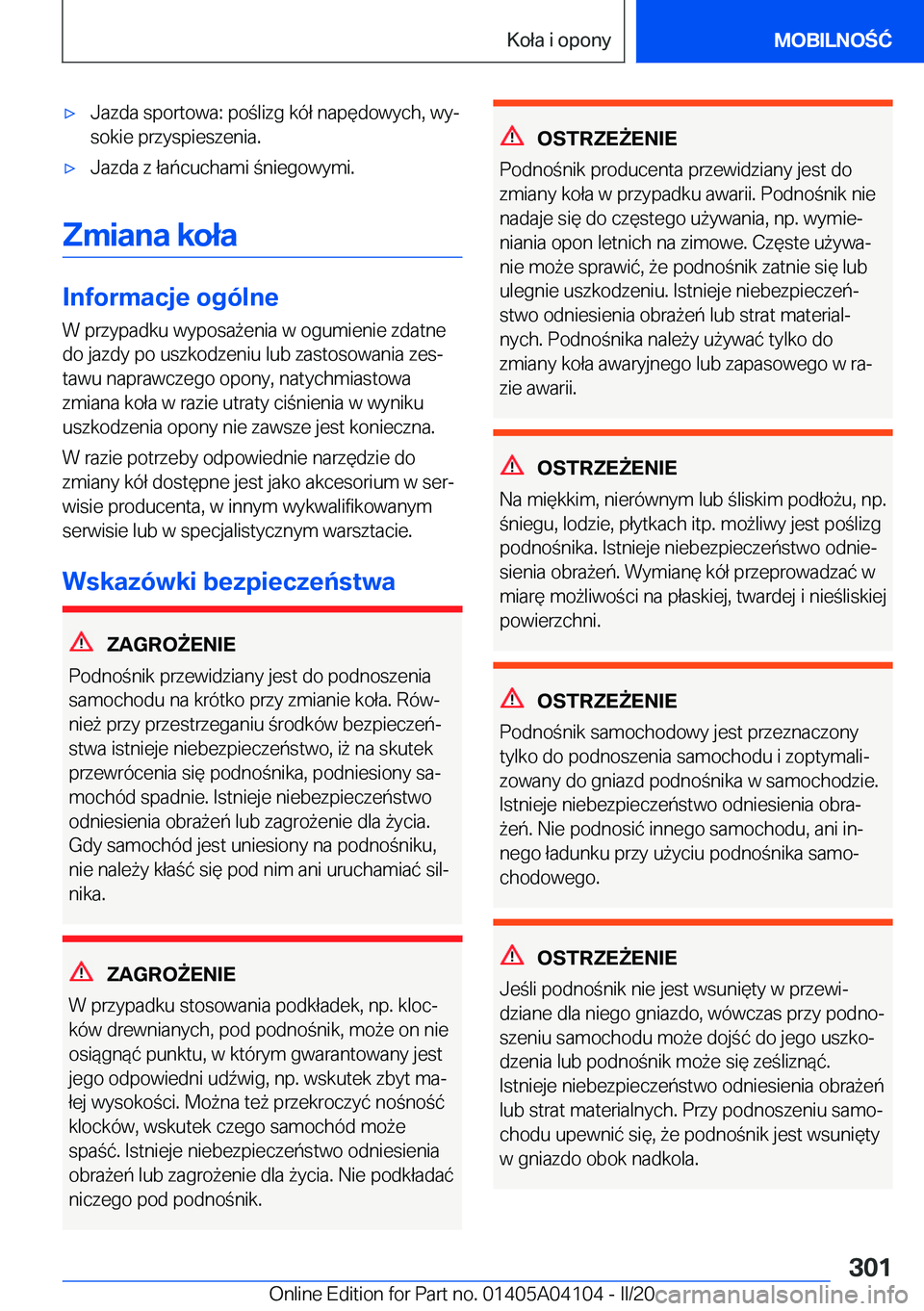 BMW Z4 2020  Instrukcja obsługi (in Polish) 'x�J�a�z�d�a��s�p�o�r�t�o�w�a�:��p�o�l�i�z�g��k�