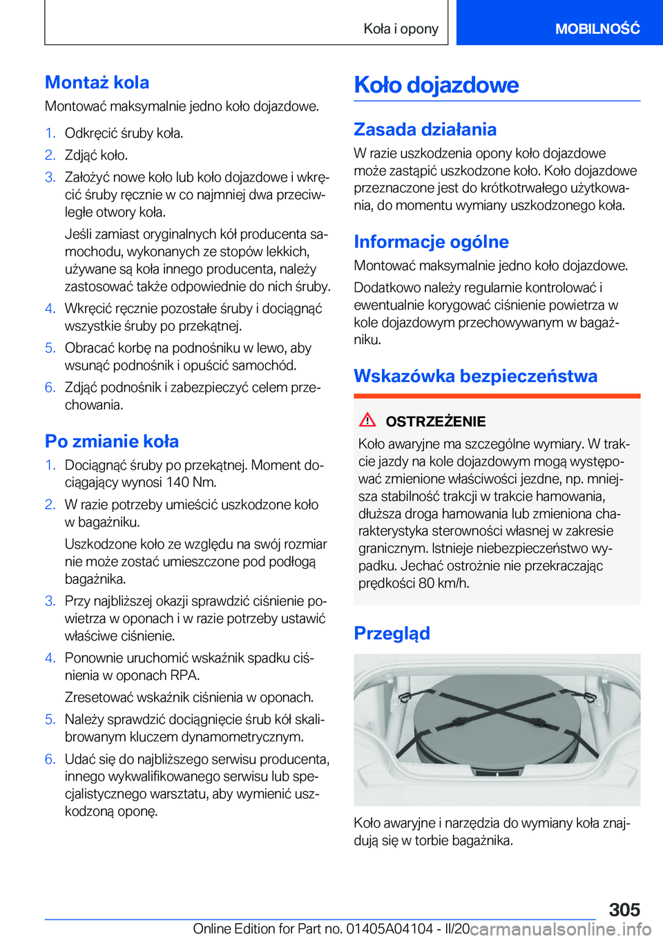 BMW Z4 2020  Instrukcja obsługi (in Polish) �M�o�n�t�a9��k�o�l�a�M�o�n�t�o�w�a�