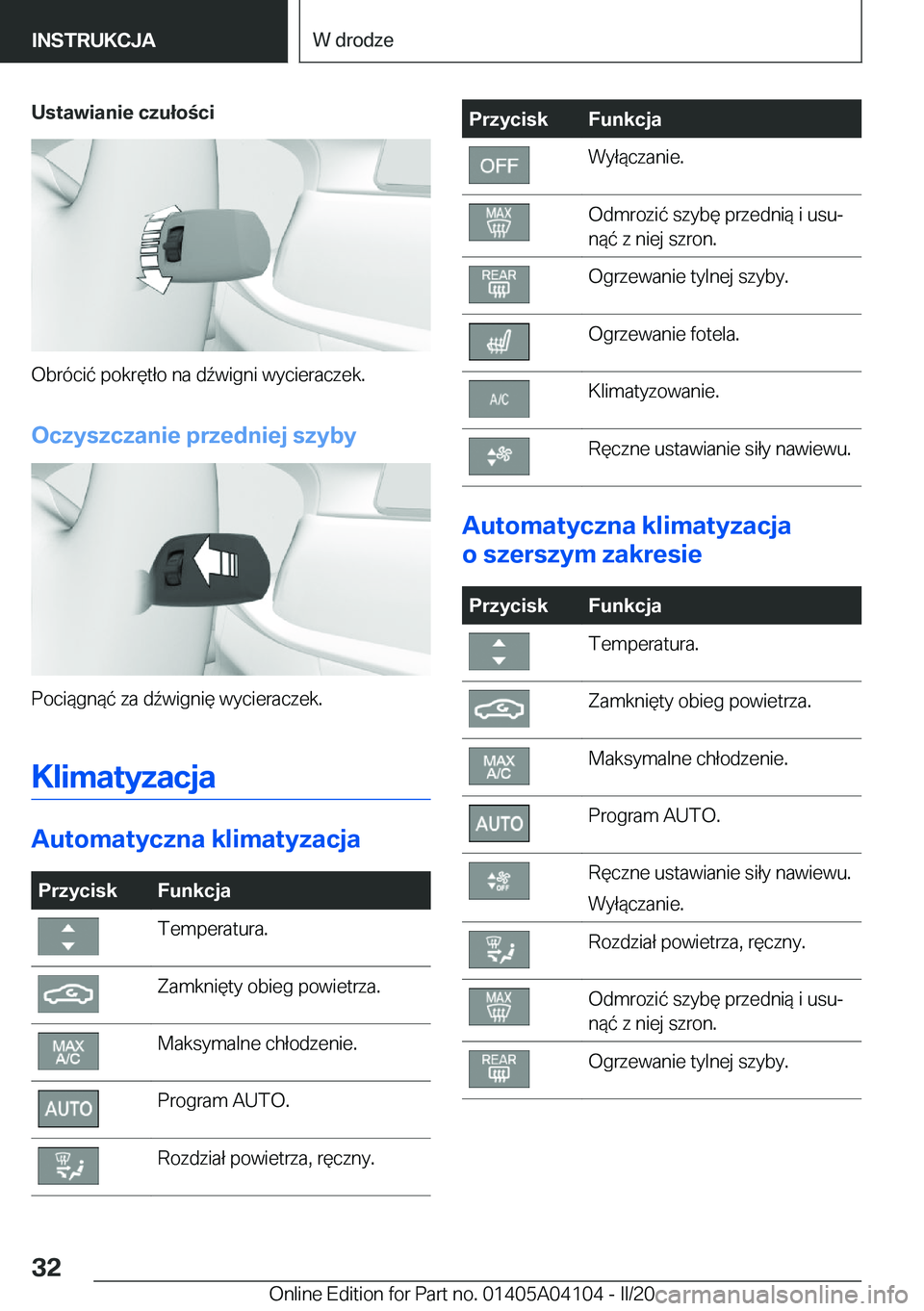 BMW Z4 2020  Instrukcja obsługi (in Polish) �U�s�t�a�w�i�a�n�i�e��c�z�u�ł�o�c�i
�O�b�r�