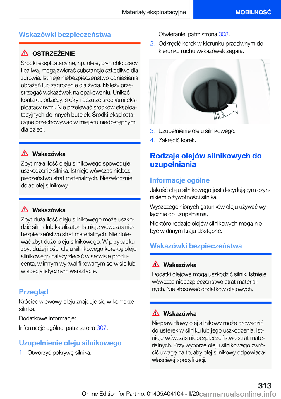 BMW Z4 2020  Instrukcja obsługi (in Polish) �W�s�k�a�z�