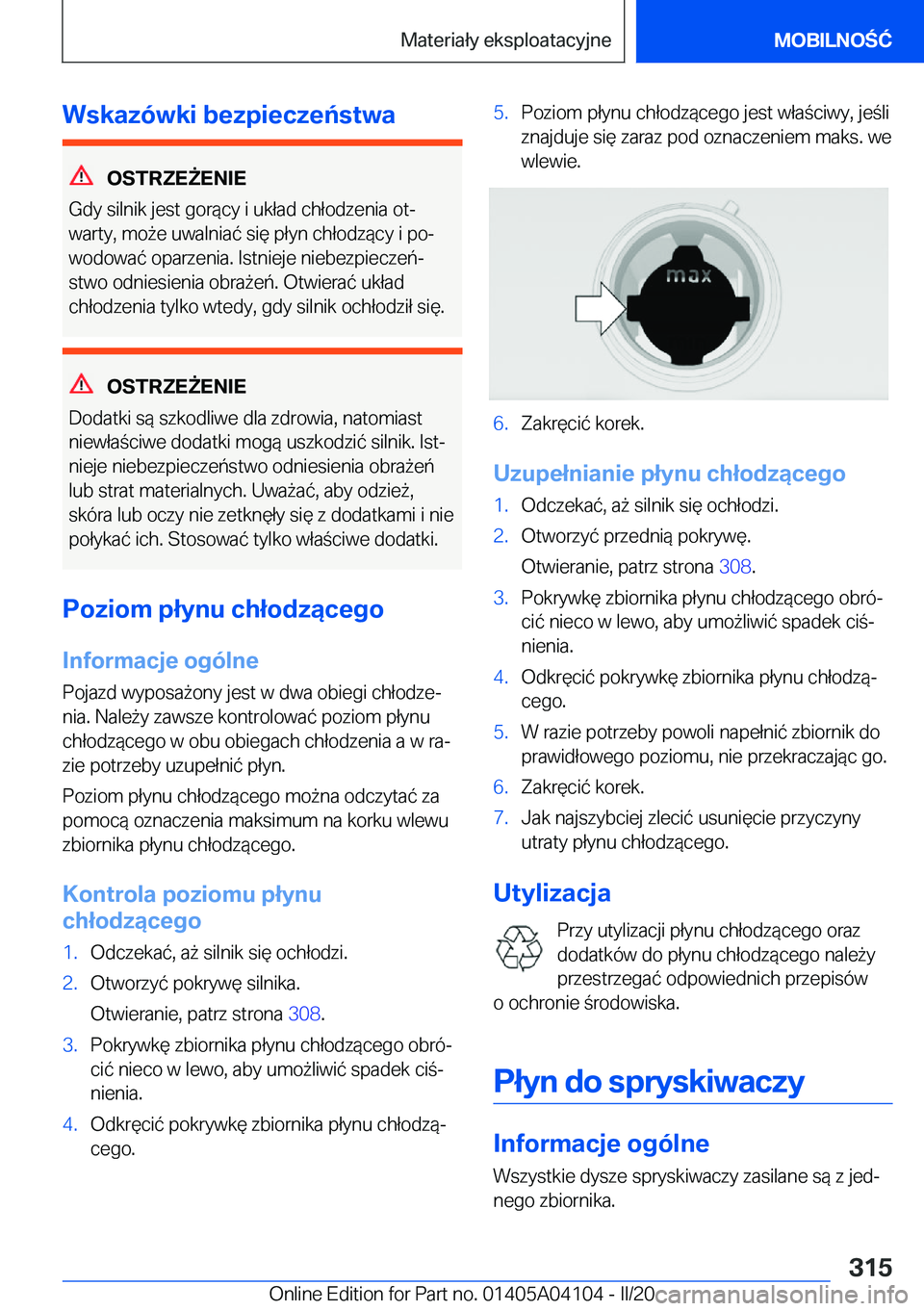 BMW Z4 2020  Instrukcja obsługi (in Polish) �W�s�k�a�z�