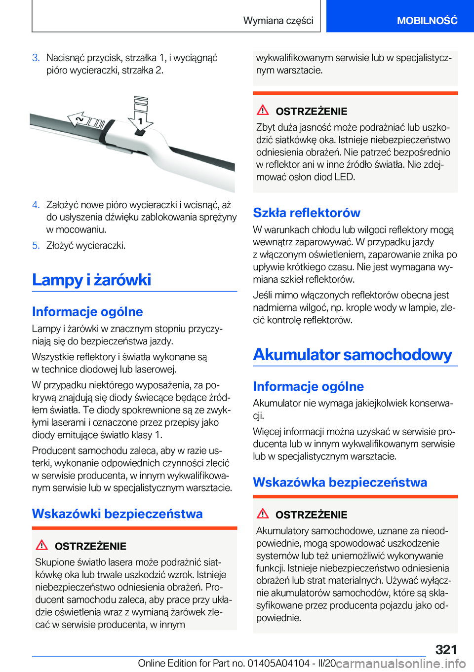 BMW Z4 2020  Instrukcja obsługi (in Polish) �3�.�N�a�c�i�s�n�