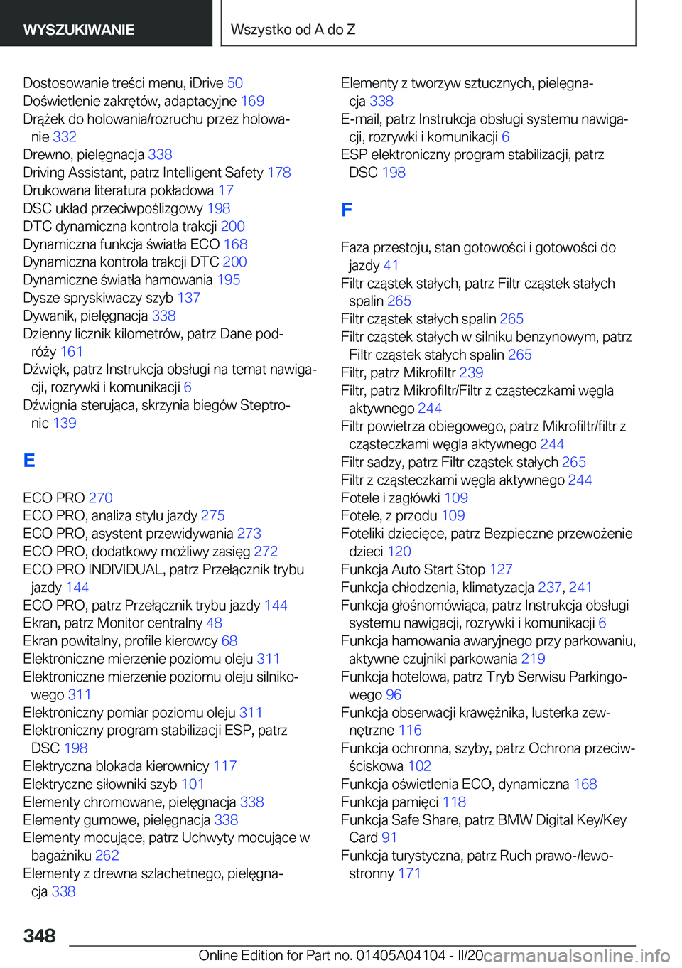 BMW Z4 2020  Instrukcja obsługi (in Polish) �D�o�s�t�o�s�o�w�a�n�i�e��t�r�e�c�i��m�e�n�u�,��i�D�r�i�v�e��5�0�
�D�o�w�i�e�t�l�e�n�i�e��z�a�k�r�