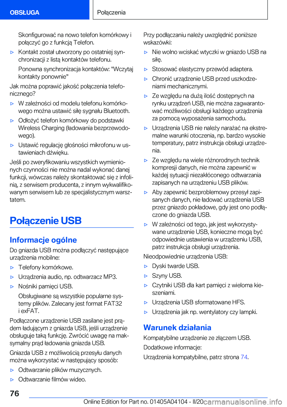 BMW Z4 2020  Instrukcja obsługi (in Polish) �S�k�o�n�f�i�g�u�r�o�w�a�