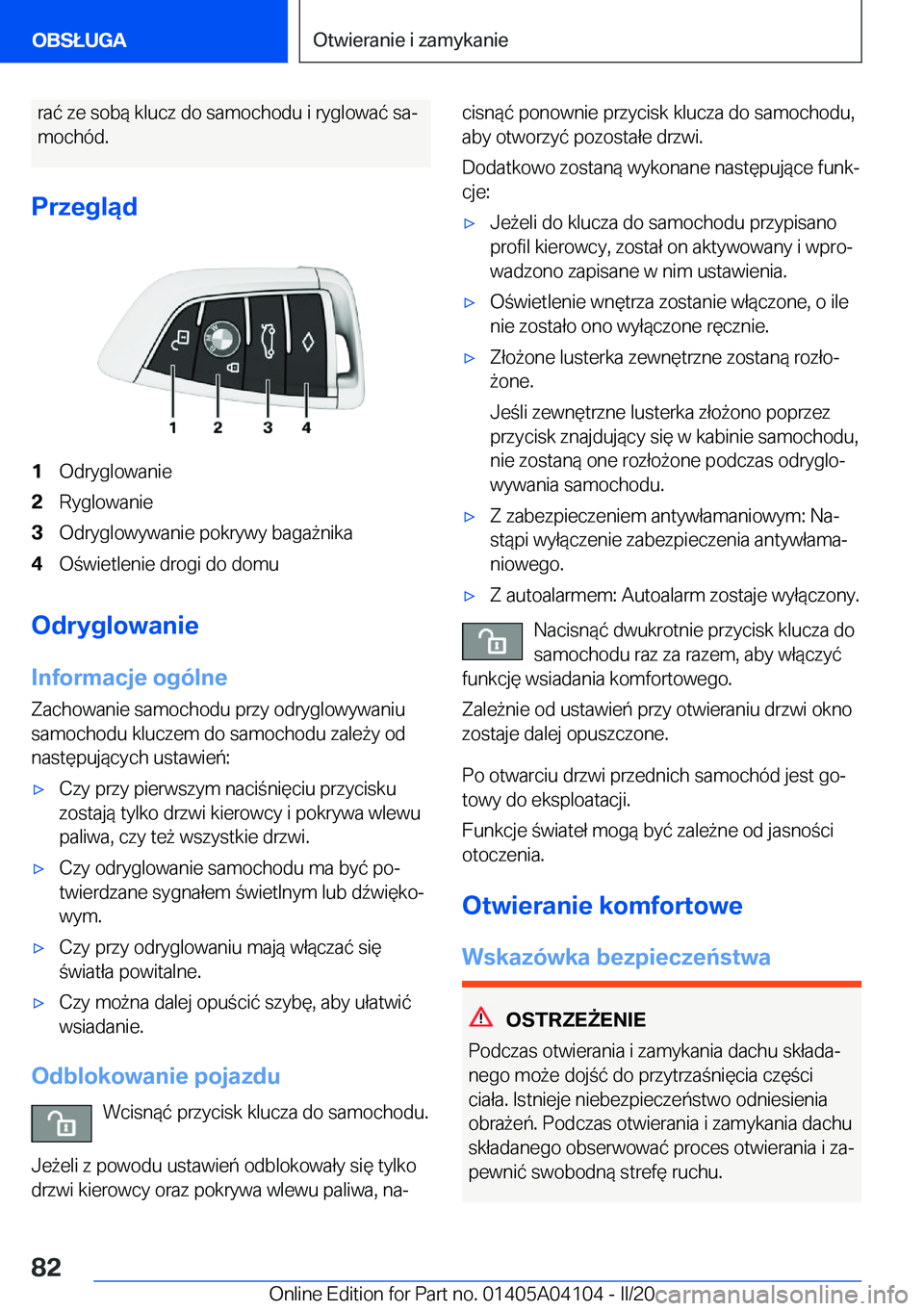 BMW Z4 2020  Instrukcja obsługi (in Polish) �r�a�
