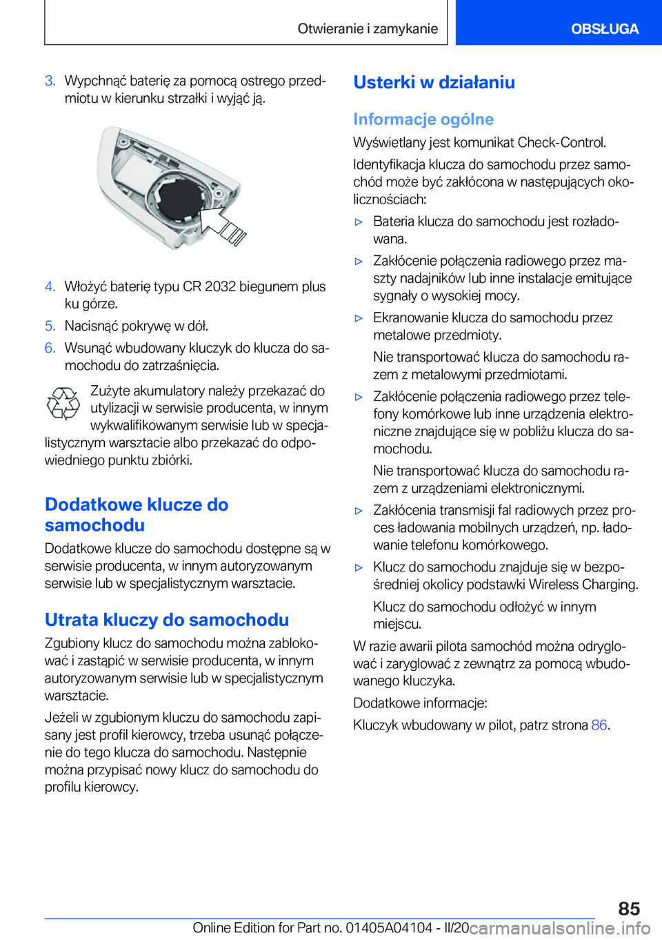 BMW Z4 2020  Instrukcja obsługi (in Polish) �3�.�W�y�p�c�h�n�