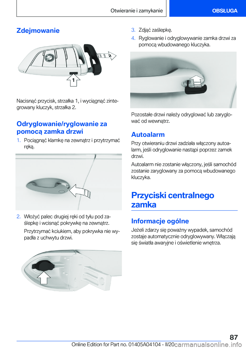 BMW Z4 2020  Instrukcja obsługi (in Polish) �Z�d�e�j�m�o�w�a�n�i�e
�N�a�c�i�s�n�