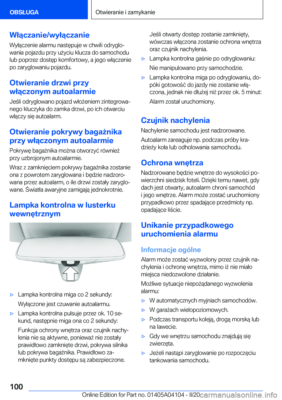 BMW Z4 2020  Instrukcja obsługi (in Polish) �W�ł�ą�c�z�a�n�i�e�/�w�y�ł�ą�c�z�a�n�i�e
�W�y�ł�
