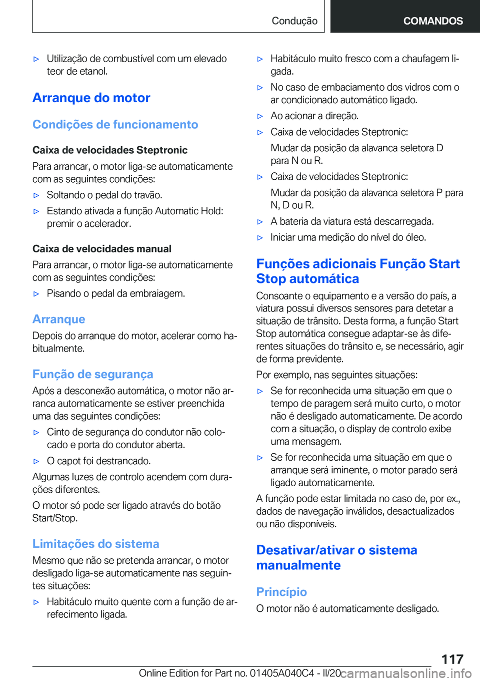 BMW Z4 2020  Manual do condutor (in Portuguese) 'x�U�t�i�l�i�z�a�