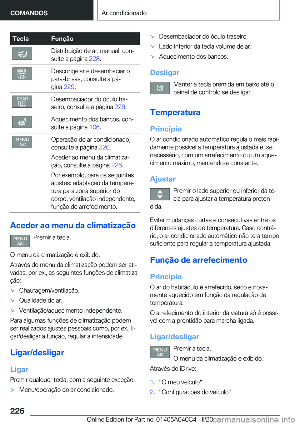 BMW Z4 2020  Manual do condutor (in Portuguese) �T�e�c�l�a�F�u�n�