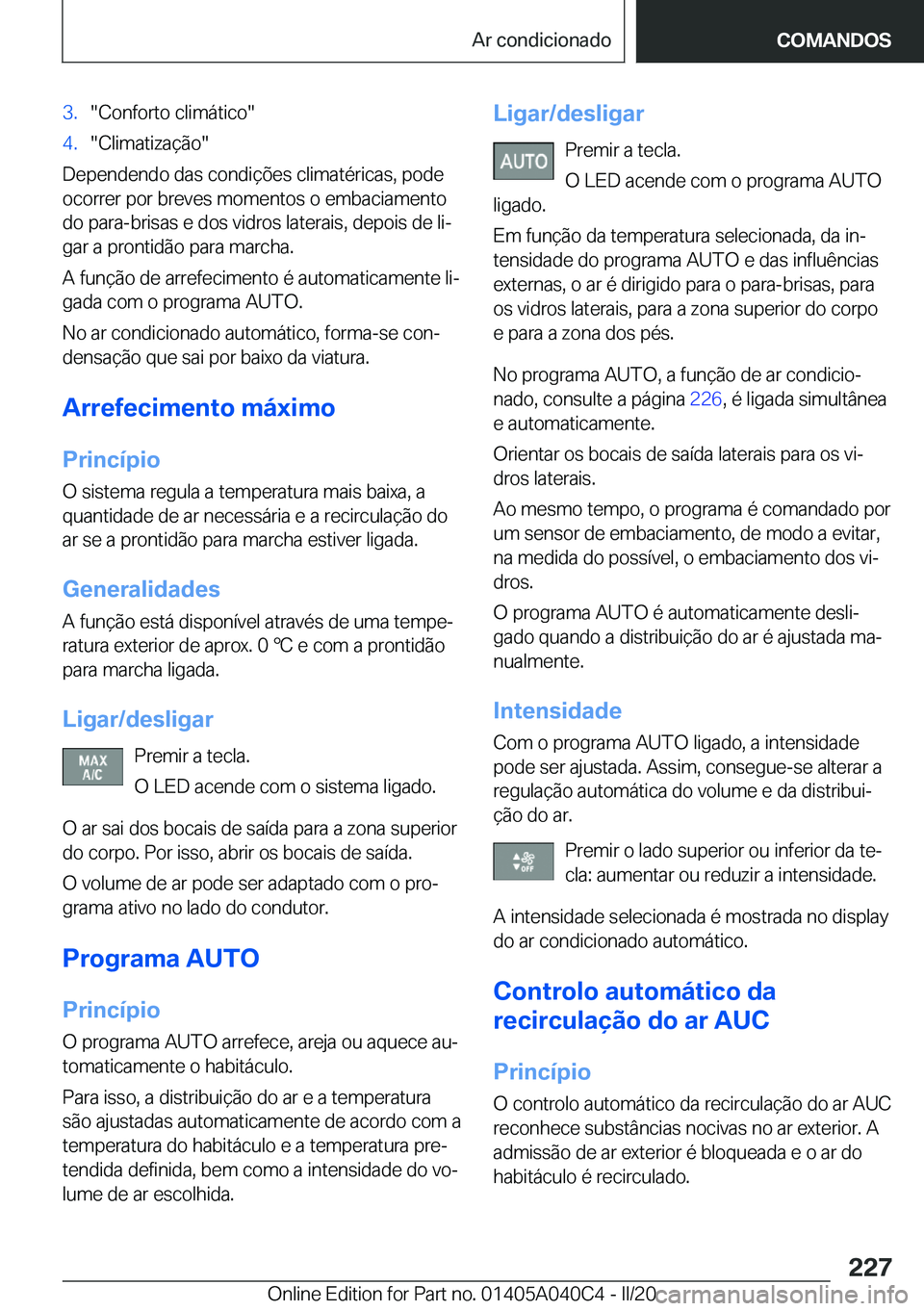 BMW Z4 2020  Manual do condutor (in Portuguese) �3�.��C�o�n�f�o�r�t�o��c�l�i�m�á�t�i�c�o��4�.��C�l�i�m�a�t�i�z�a�