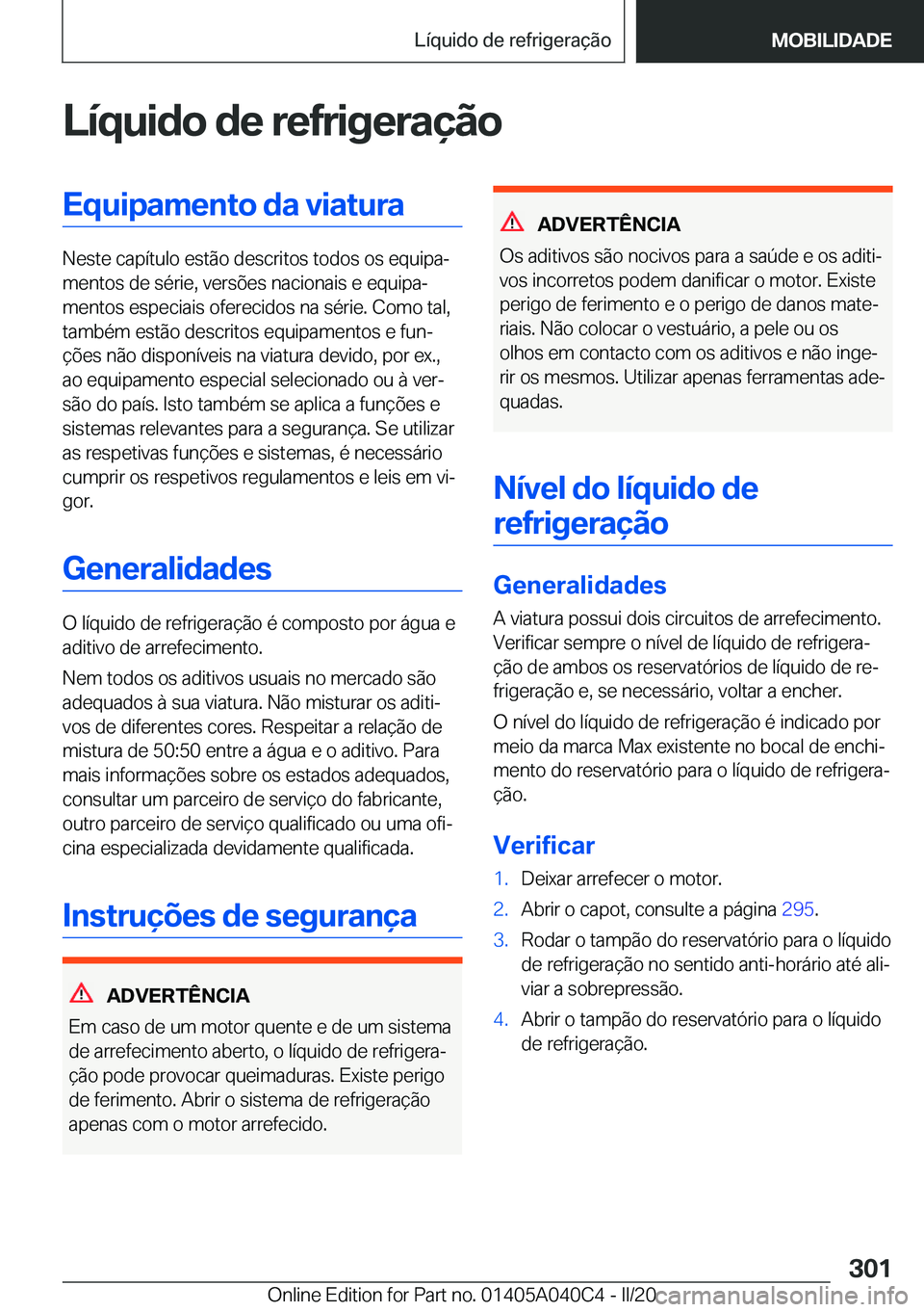 BMW Z4 2020  Manual do condutor (in Portuguese) �L�