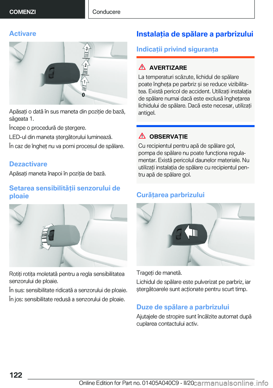 BMW Z4 2020  Ghiduri De Utilizare (in Romanian) �A�c�t�i�v�a�r�e
�A�p�