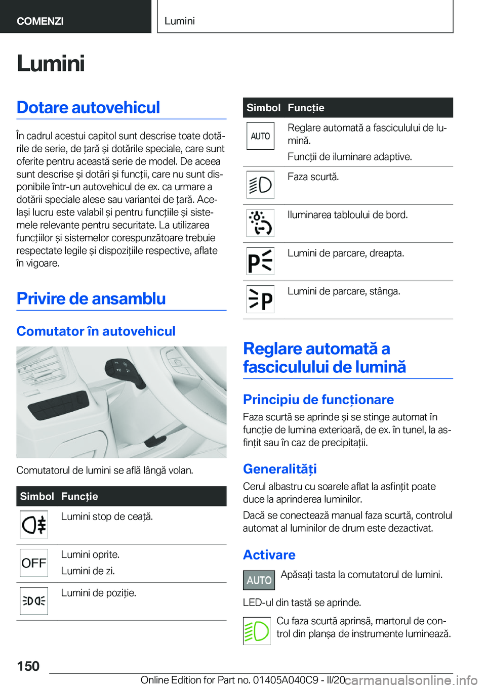BMW Z4 2020  Ghiduri De Utilizare (in Romanian) �L�u�m�i�n�i�D�o�t�a�r�e��a�u�t�o�v�e�h�i�c�u�l
�