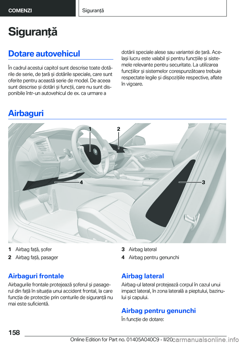 BMW Z4 2020  Ghiduri De Utilizare (in Romanian) �S�i�g�u�r�a�n�