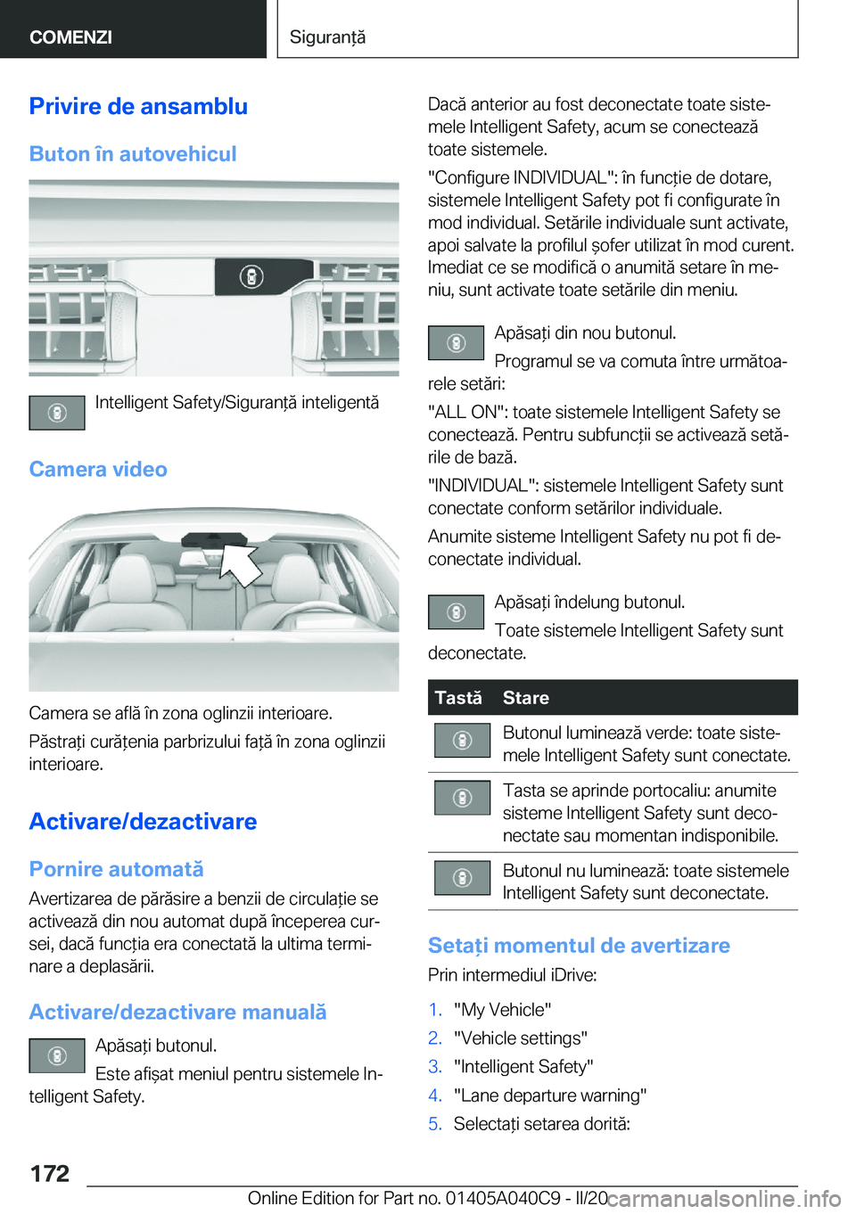 BMW Z4 2020  Ghiduri De Utilizare (in Romanian) �P�r�i�v�i�r�e��d�e��a�n�s�a�m�b�l�u
�B�u�t�o�n��