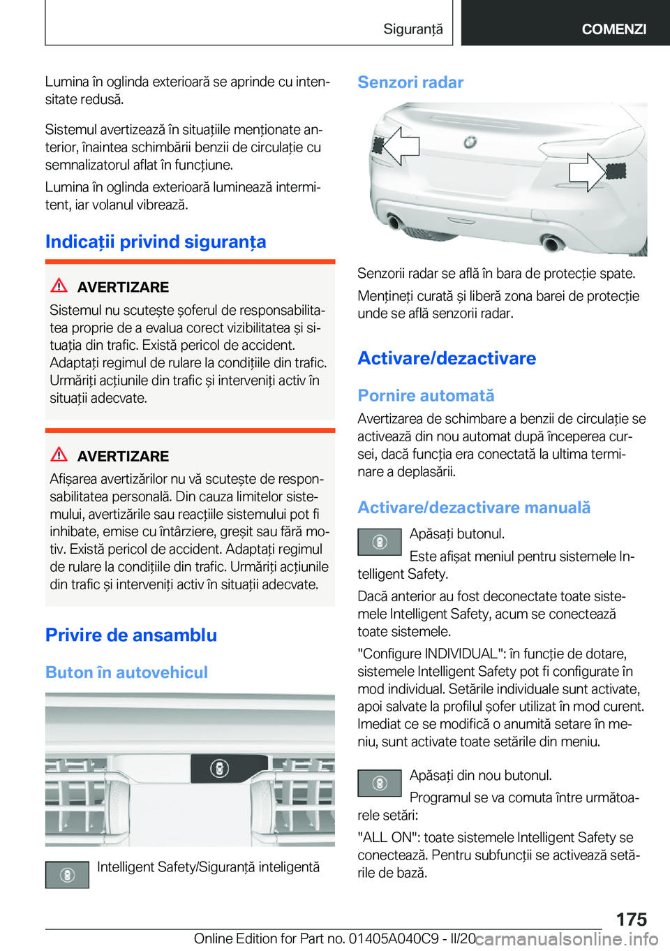 BMW Z4 2020  Ghiduri De Utilizare (in Romanian) �L�u�m�i�n�a��