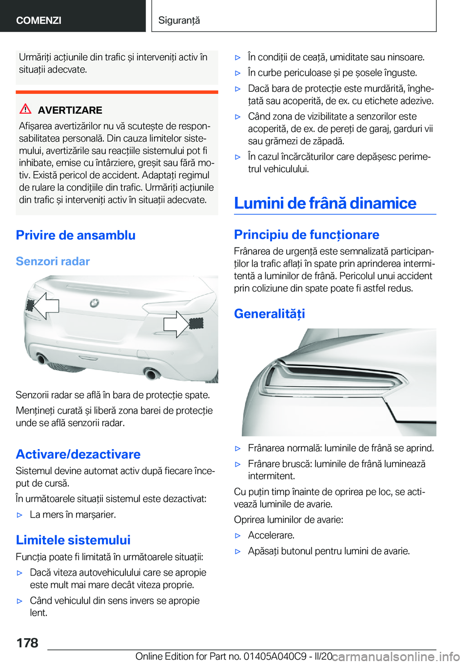 BMW Z4 2020  Ghiduri De Utilizare (in Romanian) �U�r�m�