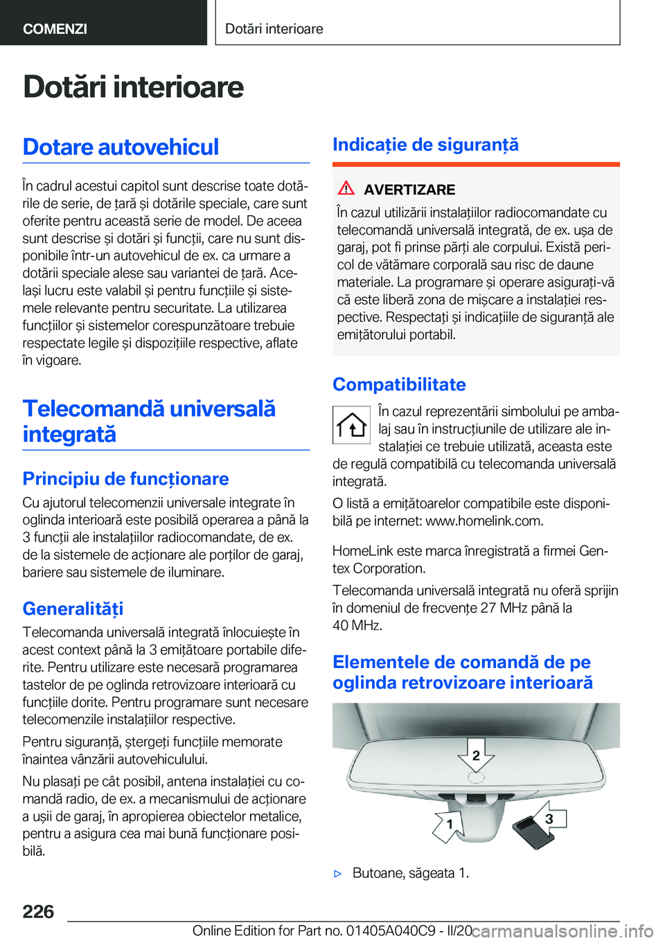 BMW Z4 2020  Ghiduri De Utilizare (in Romanian) �D�o�t�