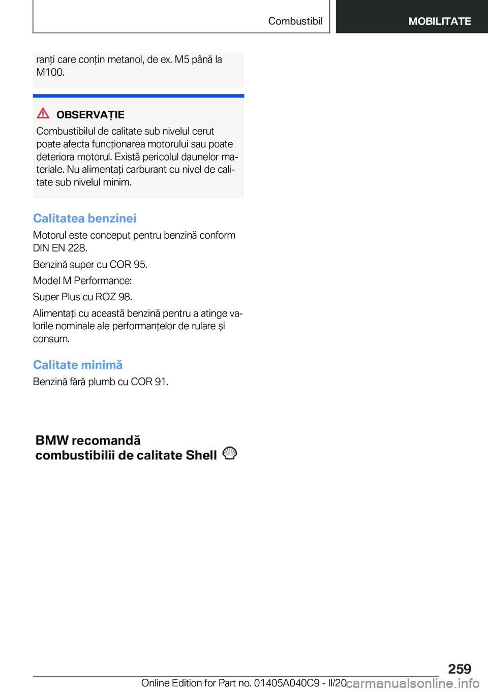 BMW Z4 2020  Ghiduri De Utilizare (in Romanian) �r�a�n*�i��c�a�r�e��c�o�n*�i�n��m�e�t�a�n�o�l�,��d�e��e�x�.��M�5��p�â�n�