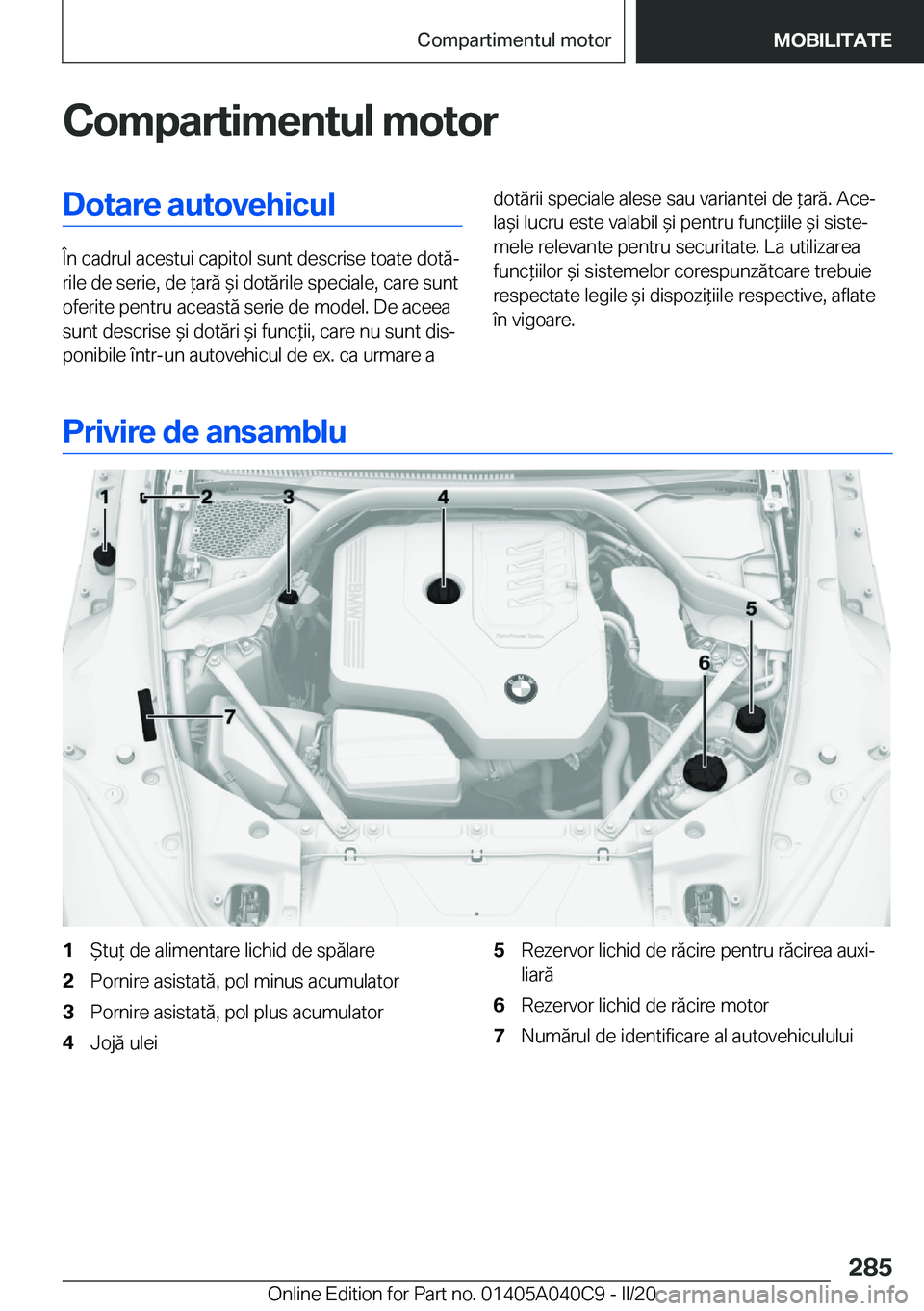 BMW Z4 2020  Ghiduri De Utilizare (in Romanian) �C�o�m�p�a�r�t�i�m�e�n�t�u�l��m�o�t�o�r�D�o�t�a�r�e��a�u�t�o�v�e�h�i�c�u�l
�