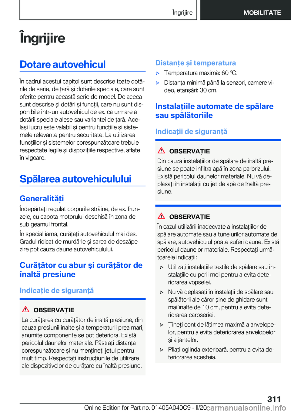 BMW Z4 2020  Ghiduri De Utilizare (in Romanian) �