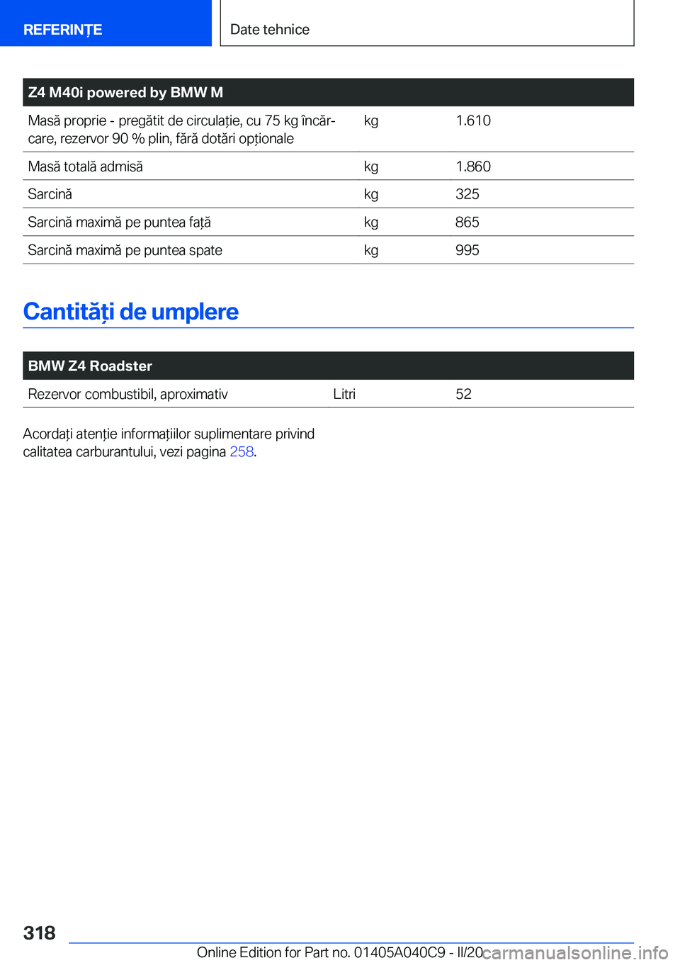 BMW Z4 2020  Ghiduri De Utilizare (in Romanian) �Z�4��M�4�0�i��p�o�w�e�r�e�d��b�y��B�M�W��M�M�a�s�