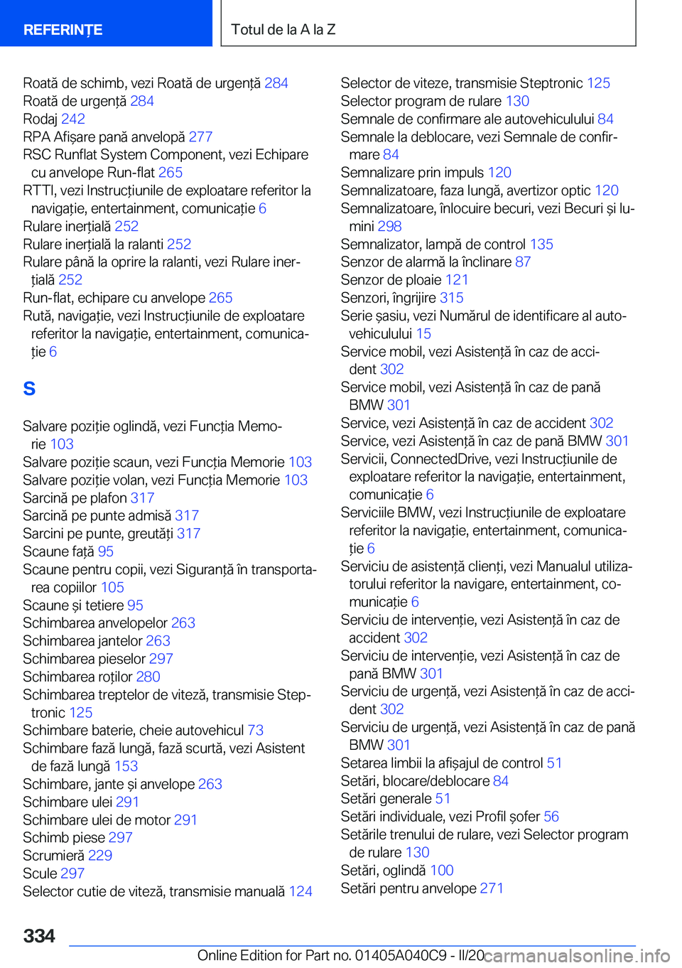 BMW Z4 2020  Ghiduri De Utilizare (in Romanian) �R�o�a�t�