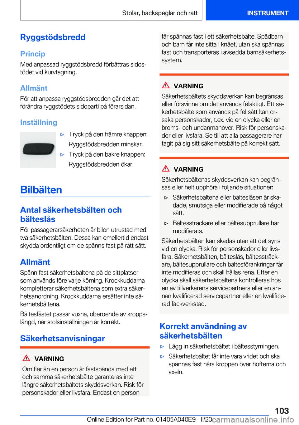 BMW Z4 2020  InstruktionsbÖcker (in Swedish) �R�y�g�g�s�t�