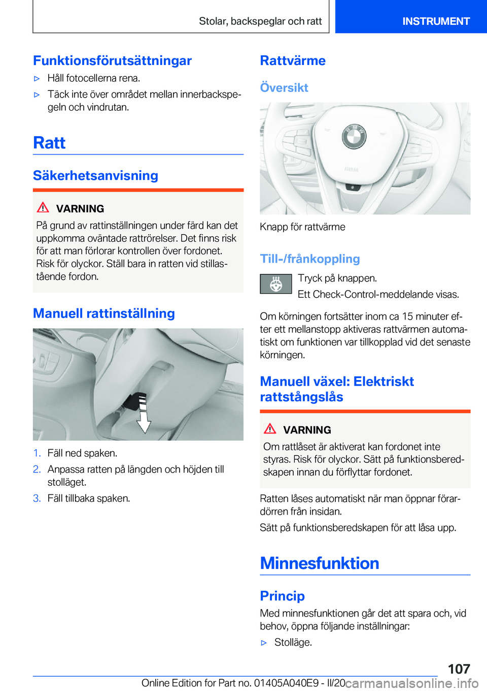 BMW Z4 2020  InstruktionsbÖcker (in Swedish) �F�u�n�k�t�i�o�n�s�f�