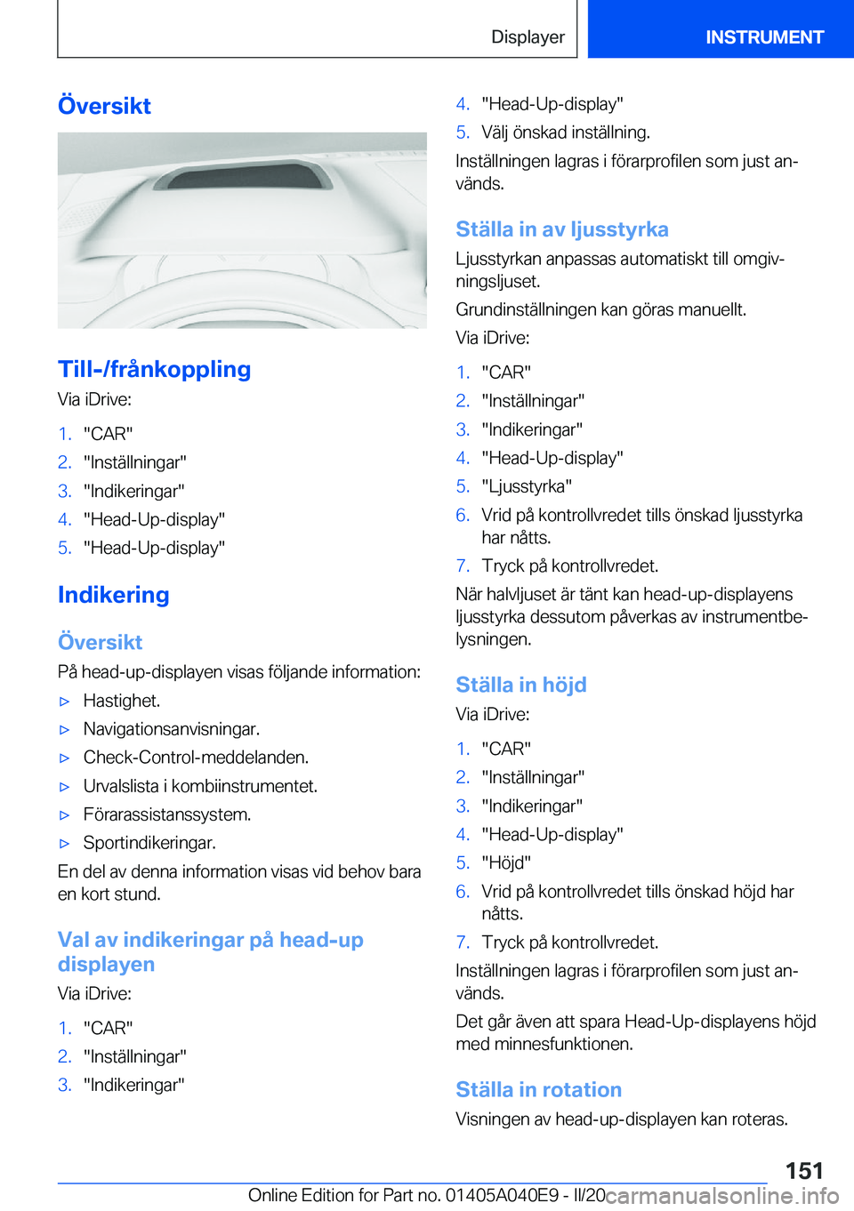 BMW Z4 2020  InstruktionsbÖcker (in Swedish) �
