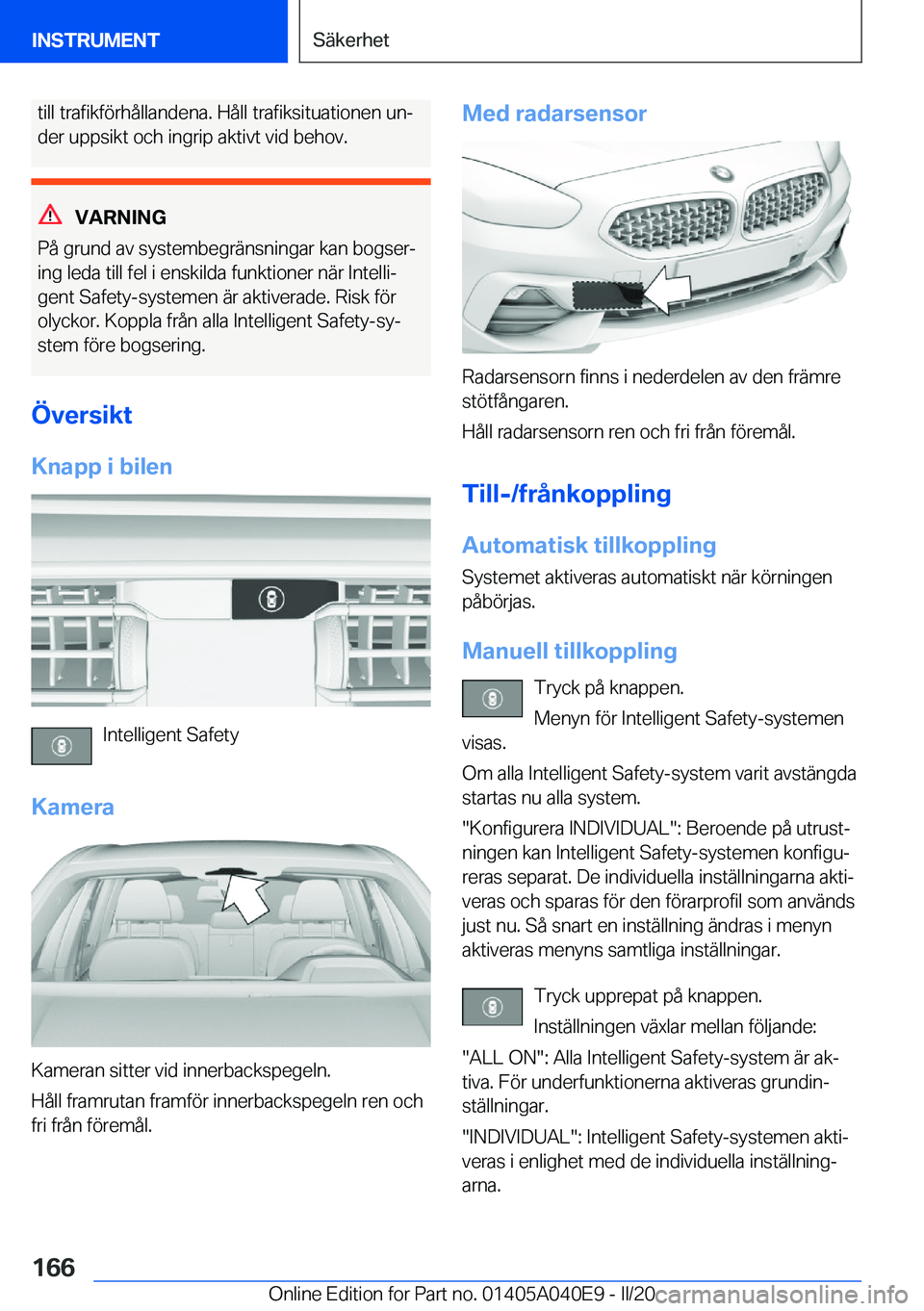 BMW Z4 2020  InstruktionsbÖcker (in Swedish) �t�i�l�l��t�r�a�f�i�k�f�