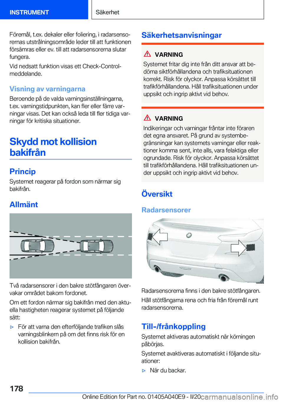 BMW Z4 2020  InstruktionsbÖcker (in Swedish) �F�