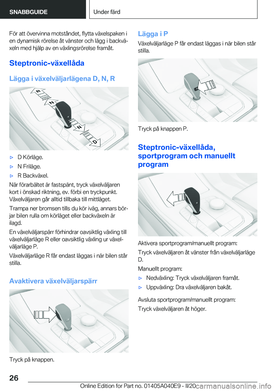 BMW Z4 2020  InstruktionsbÖcker (in Swedish) �F�