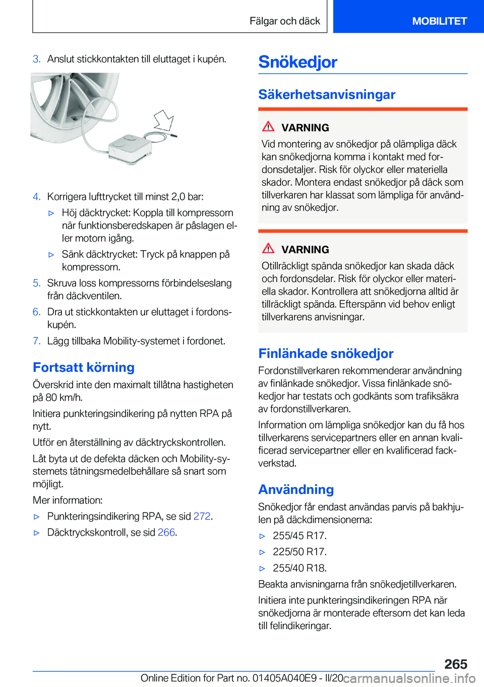 BMW Z4 2020  InstruktionsbÖcker (in Swedish) �3�.�A�n�s�l�u�t��s�t�i�c�k�k�o�n�t�a�k�t�e�n��t�i�l�l��e�l�u�t�t�a�g�e�t��i��k�u�p�