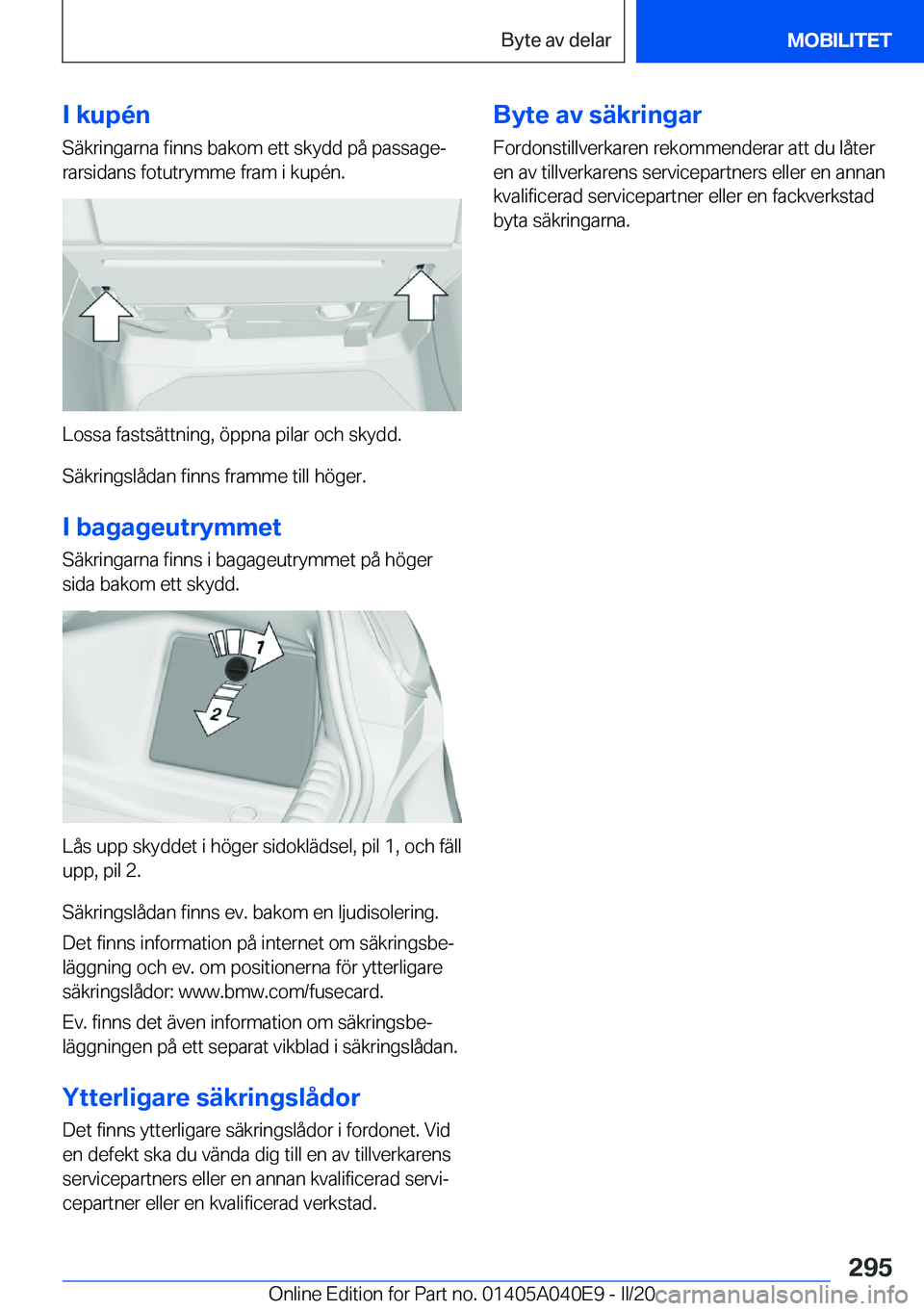 BMW Z4 2020  InstruktionsbÖcker (in Swedish) �I��k�u�p�