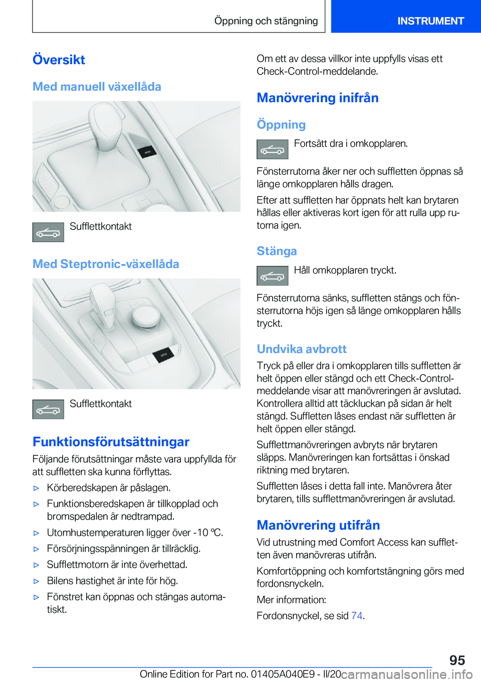 BMW Z4 2020  InstruktionsbÖcker (in Swedish) �