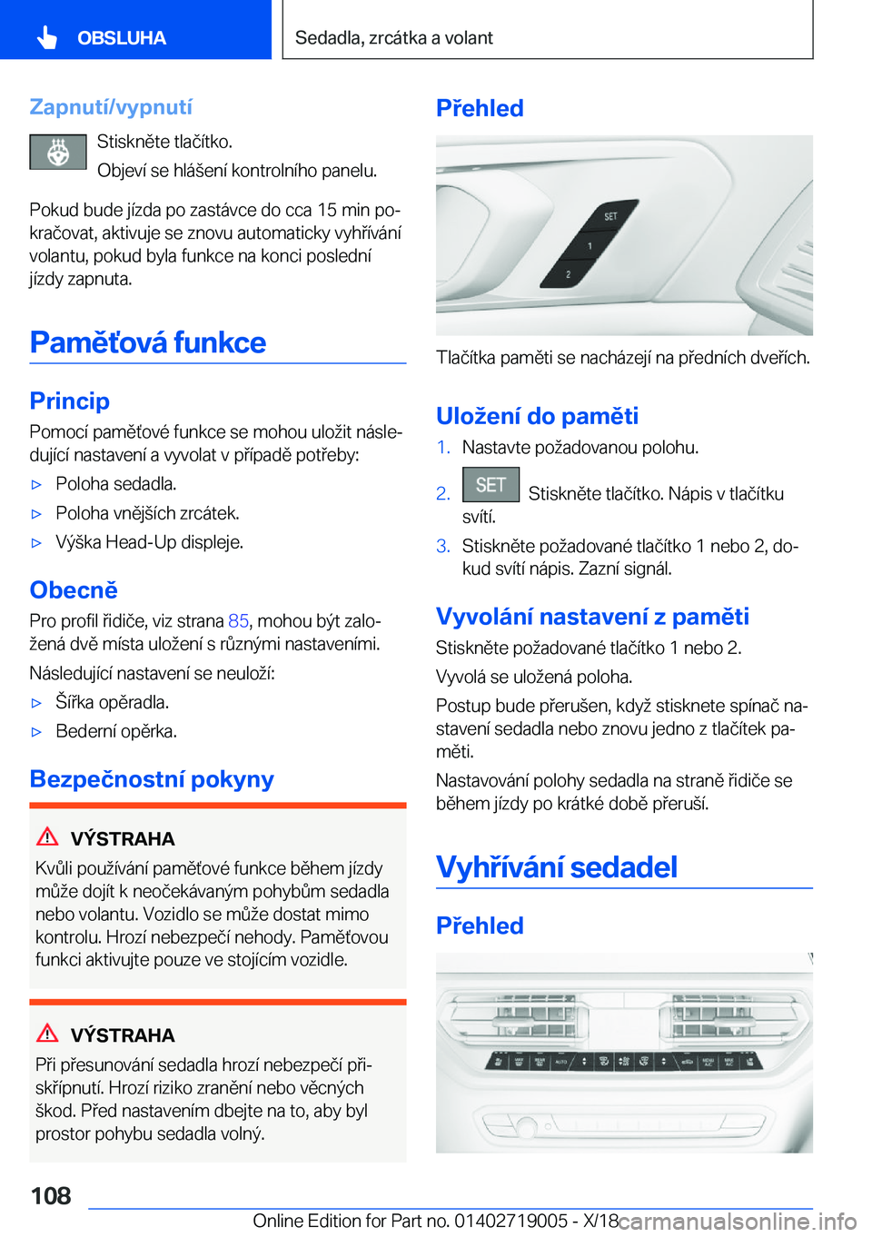BMW Z4 2019  Návod na použití (in Czech) �Z�a�p�n�u�t�