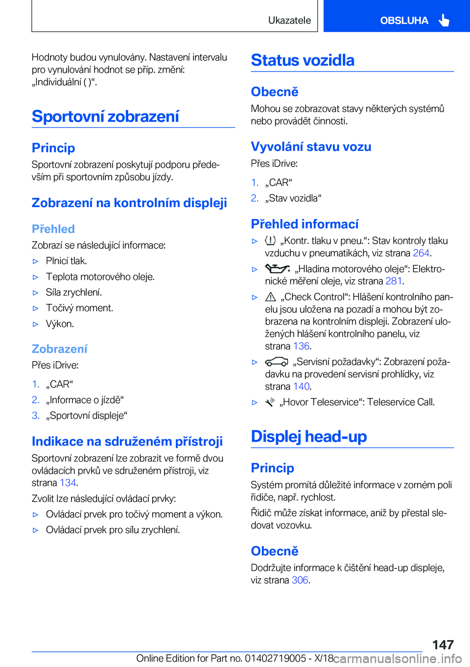 BMW Z4 2019  Návod na použití (in Czech) �H�o�d�n�o�t�y��b�u�d�o�u��v�y�n�u�l�o�v�