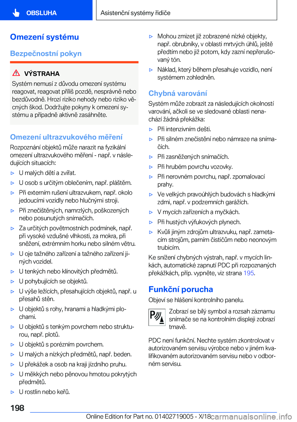 BMW Z4 2019  Návod na použití (in Czech) �O�m�e�z�e�n�