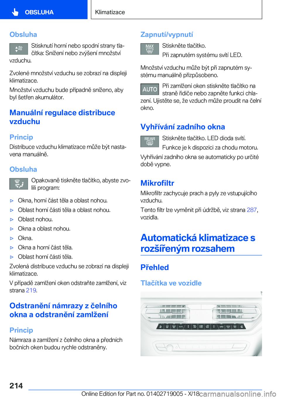 BMW Z4 2019  Návod na použití (in Czech) �O�b�s�l�u�h�a�S�t�i�s�k�n�u�t�